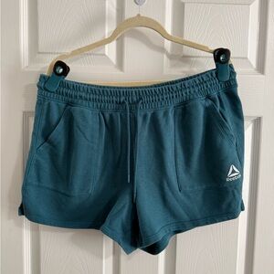 Reebok Teal and Black Sweat Lounge Shorts